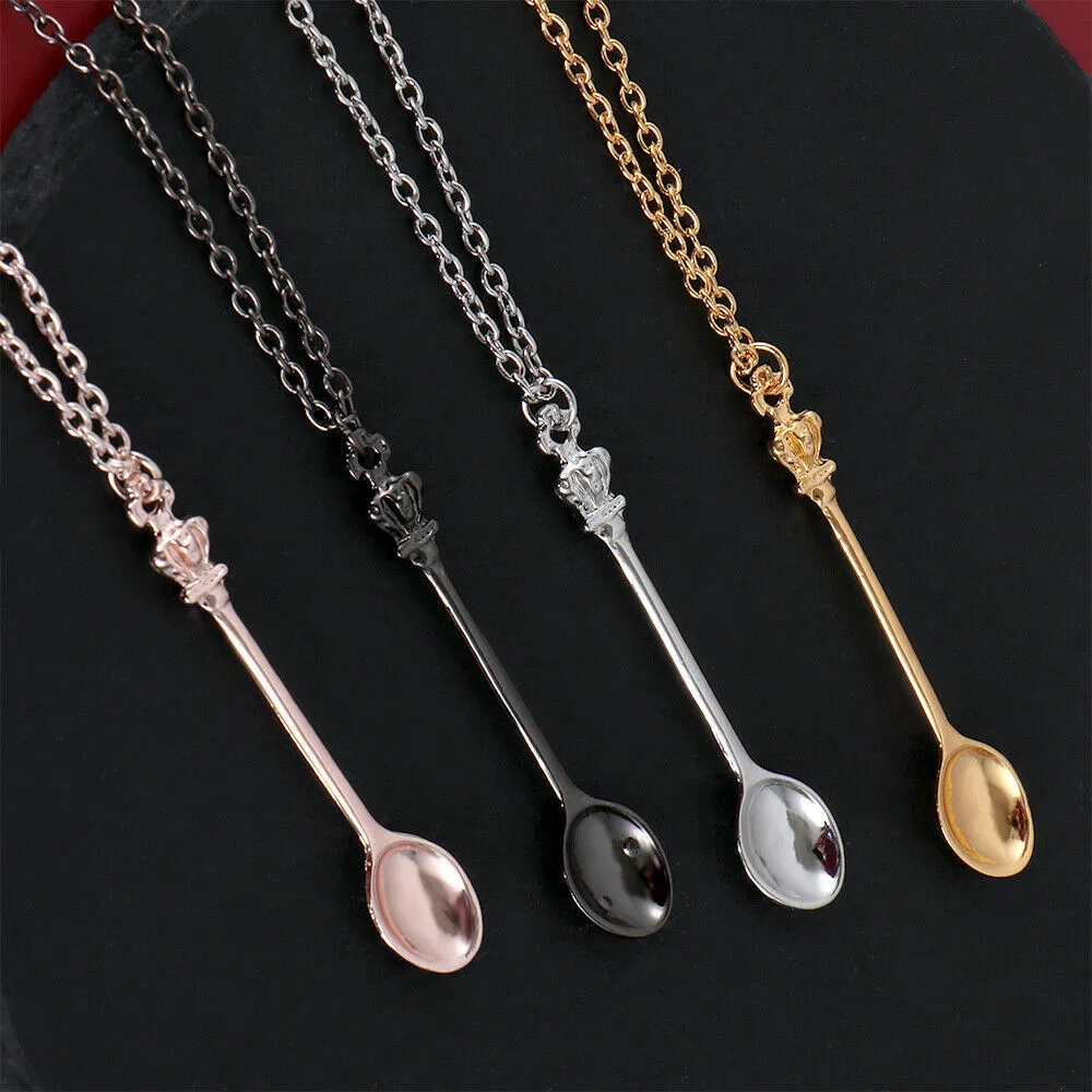 Crown Mini Tea Spoon Classical Royal Snuff Necklace