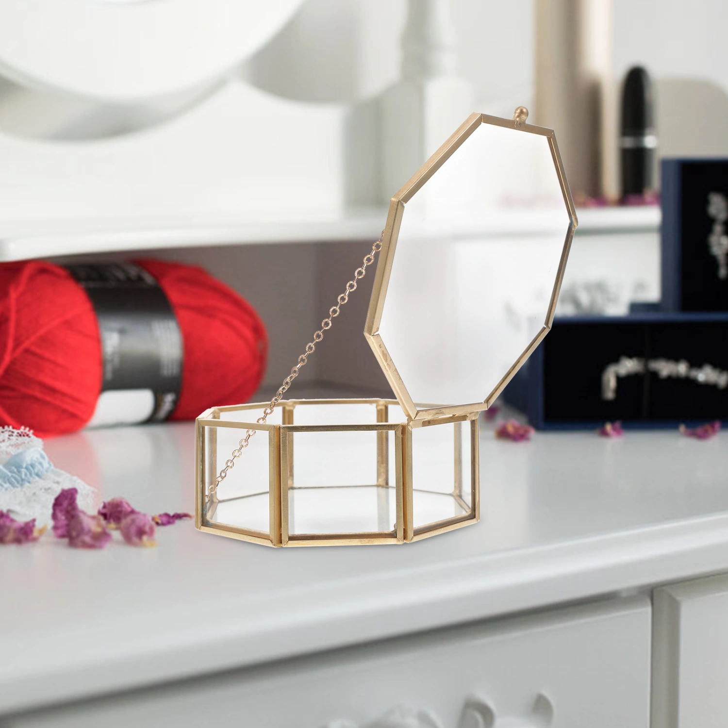 Octagonal Jewelry Box Transparent Jewelry Box Vintage Jewelry Box Display Box