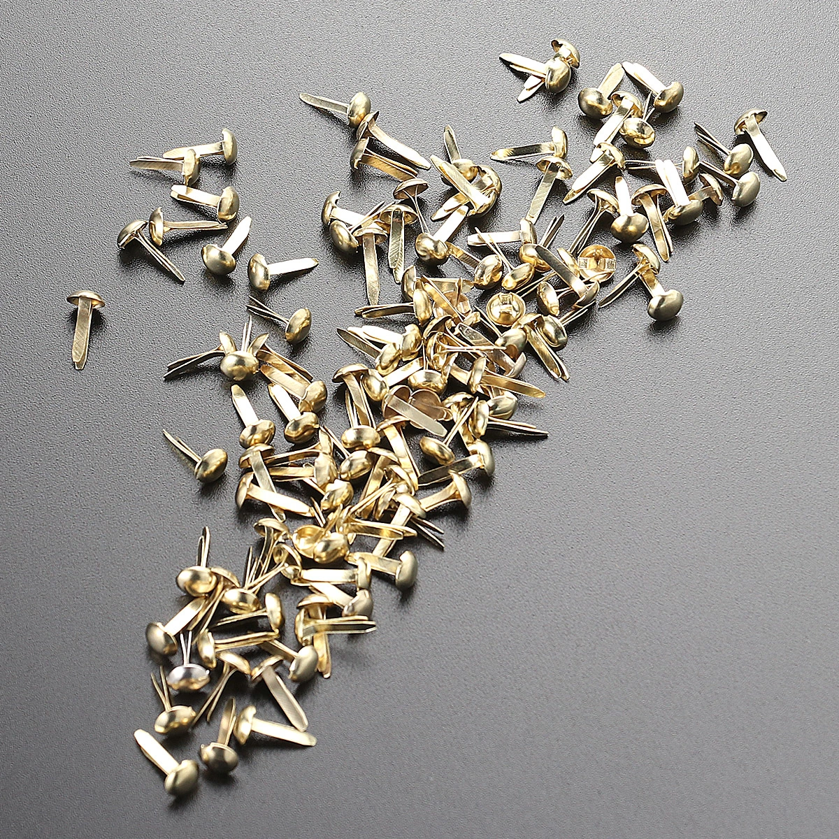 100 Pcs Mini Brads Assorted Colors Round Brad Pastel Brads for Scrapbooking Crafts Making Stamping and DIY - 5.5x11mm (Golden)