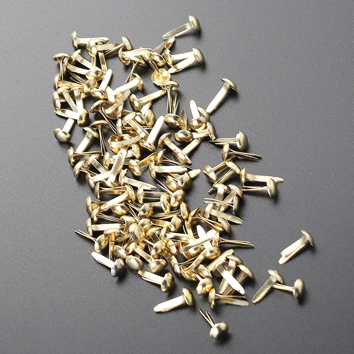 100 Pcs Mini Brads Assorted Colors Round Brad Pastel Brads for Scrapbooking Crafts Making Stamping and DIY - 5.5x11mm (Golden)