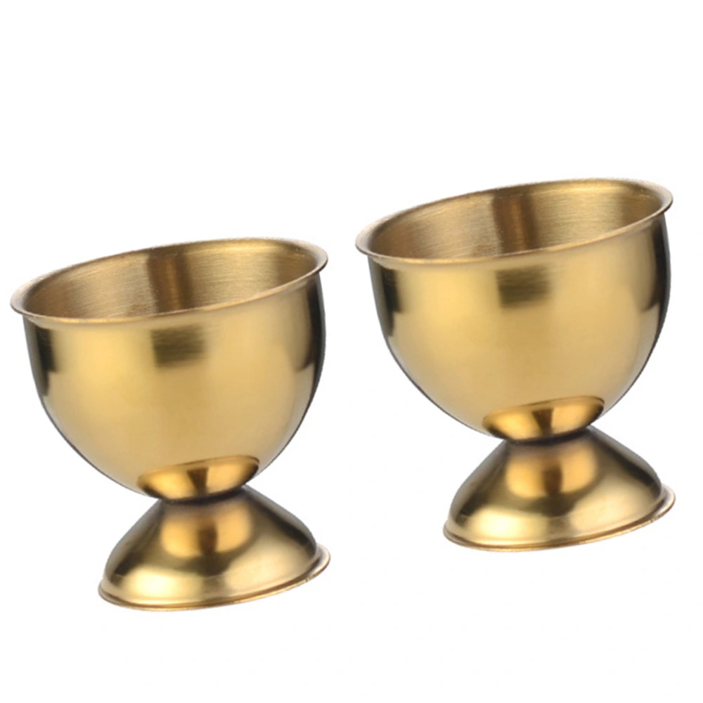 2pcs Stainless Steel Egg Tray Egg Holder Egg Cups for Home Restaurant (Golden)