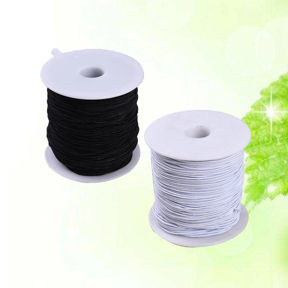 2pcs 0.8 mm Elastic Cord Thread Beading Threads Stretch String Fabric Crafting Cord for Jewelry Making(Black,White)