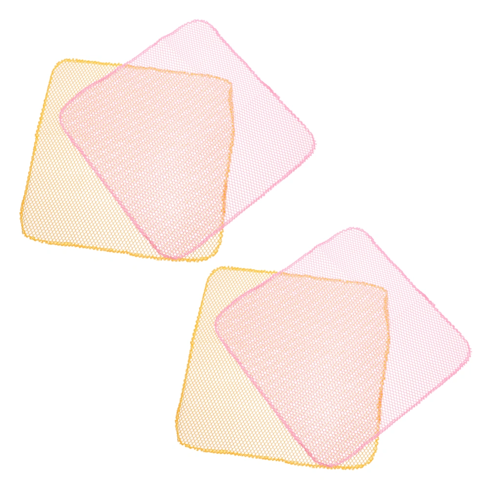 4PCS Innovative Dish Washing Net Cloths Rapid Dry Scourer Inodore Mesh Washing Cloths Kitchen Cleaning Cloths (Yellow/Pink)