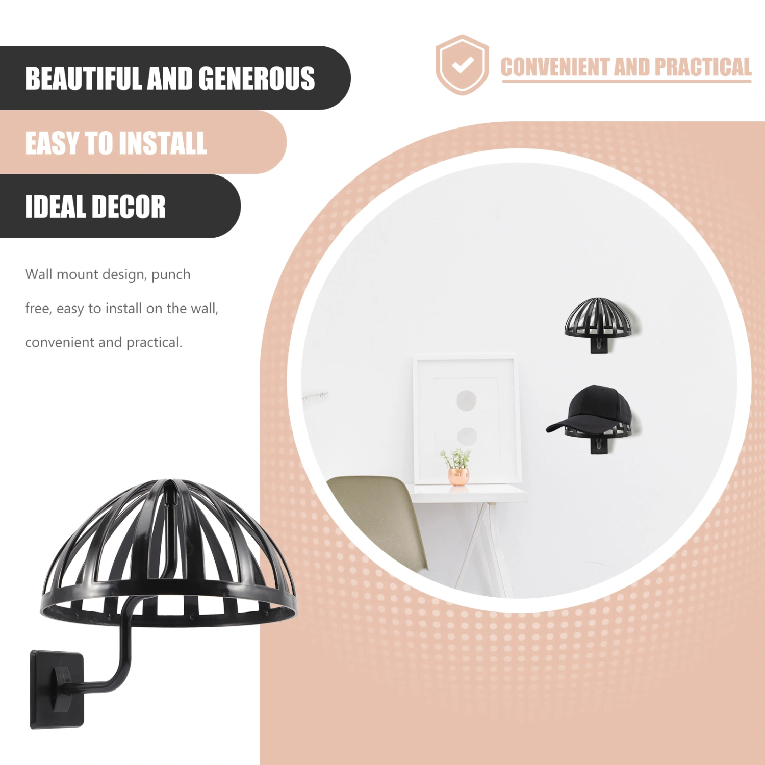Wall Hat Holder Hat Caps Display Rack Plastic Hat Storage Rack Wig Holder