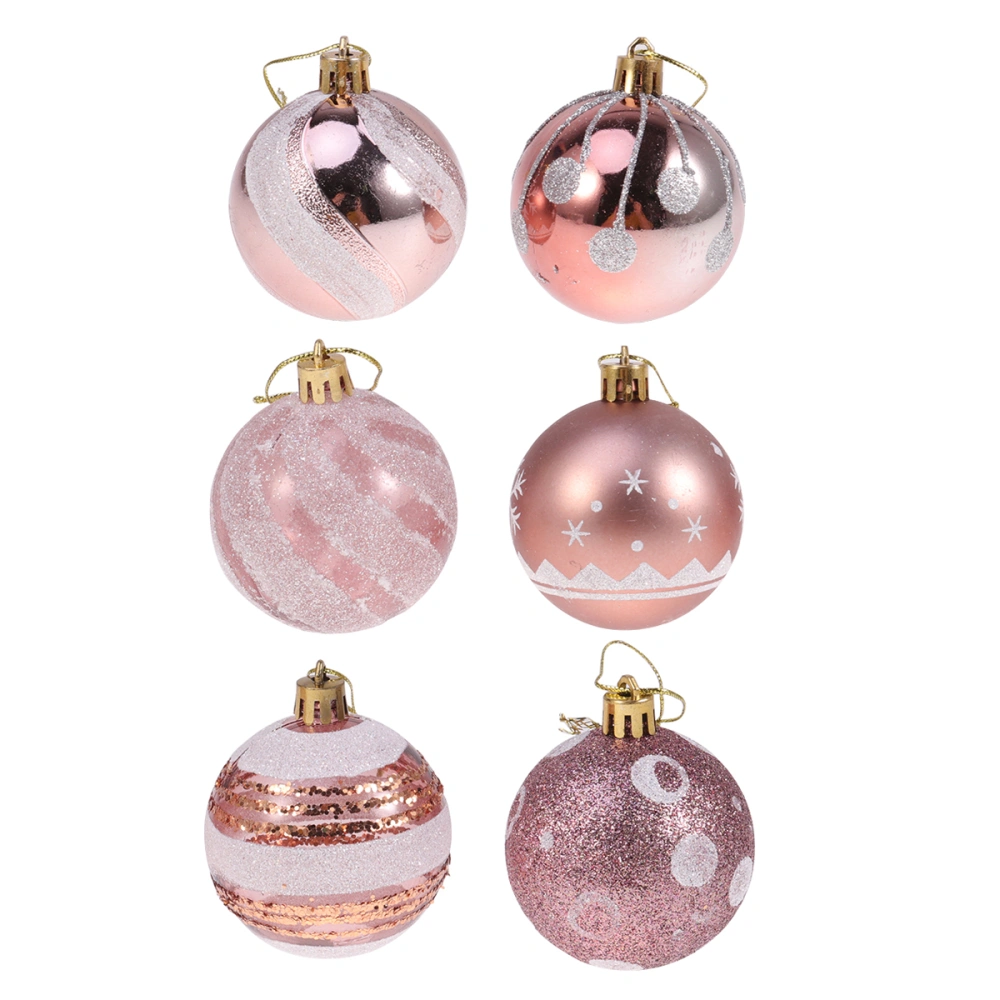 24Pcs 6cm Christmas Balls Hanging Decoration Christmas Tree Ornaments for Party Ball Prom Rose Gold Pattern