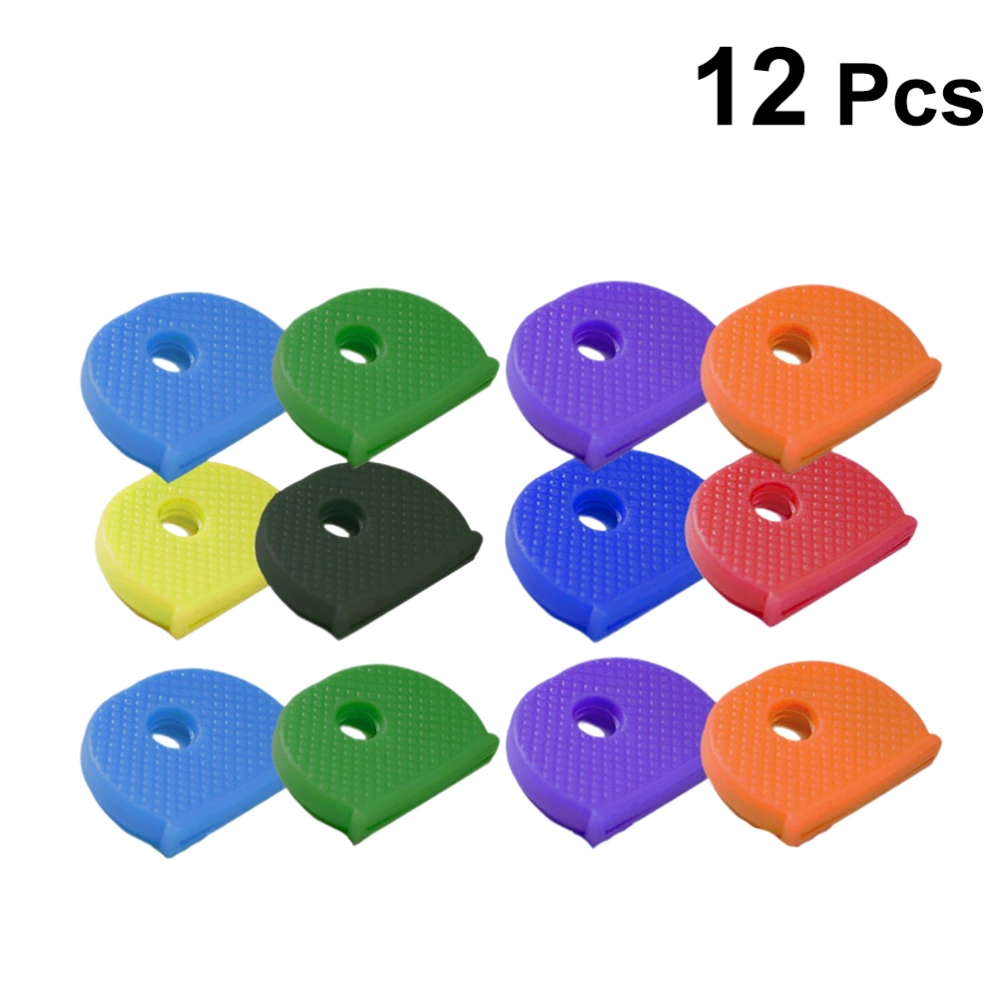 12 Pcs PVC Key Caps Flexible Key Covers Colored Key Identifier Caps for Home Door Keys Car Keys (Random Color)