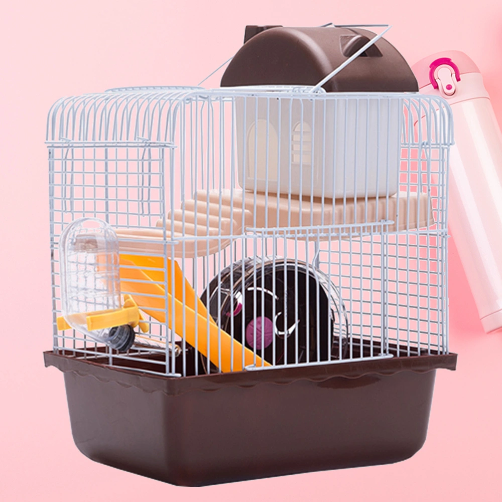 1pc Double Layer Hamster Cage Pet House Acrylic Portable Small Pets House Chinchilla Hamster House (Brown)