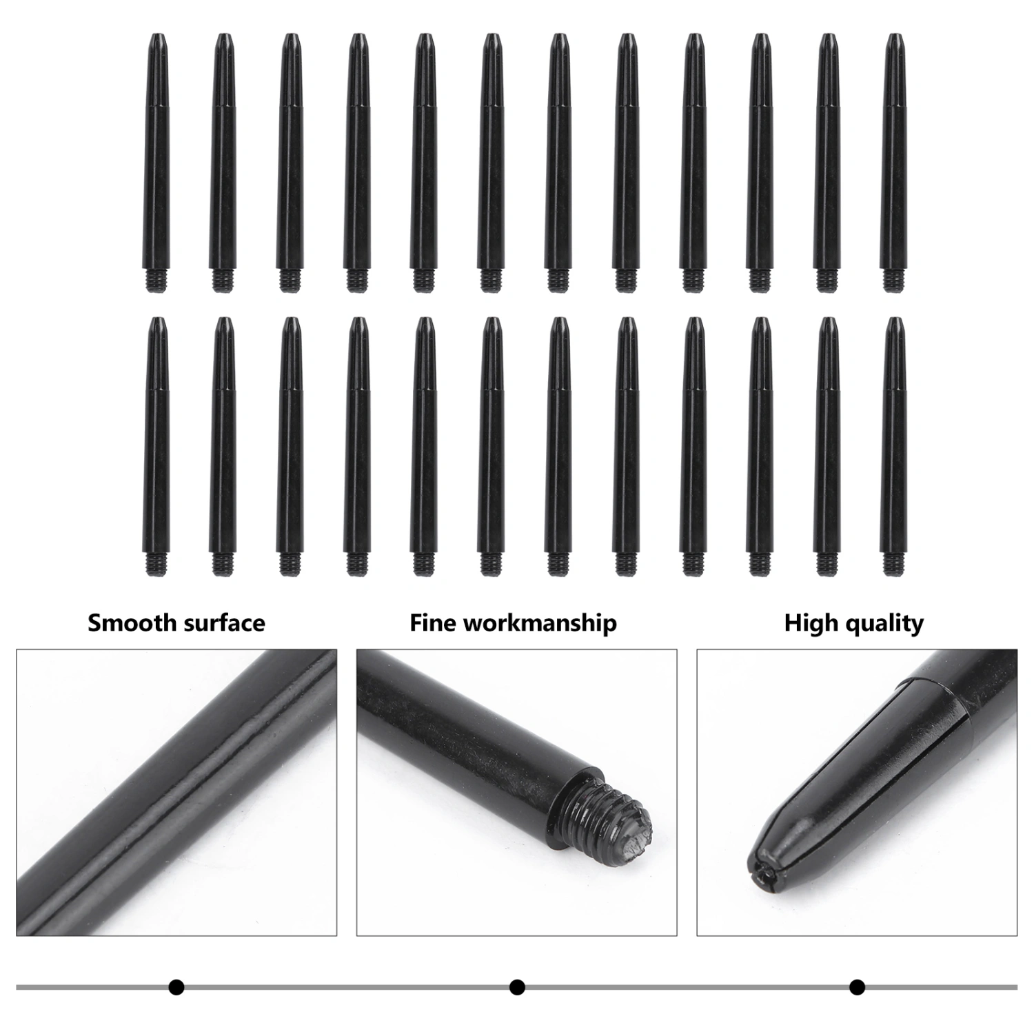 100pcs Plastic Dart Shafts Darts Accessories Stems Plastic Pole Rod with Standard 2BA Screw Thread (Black)