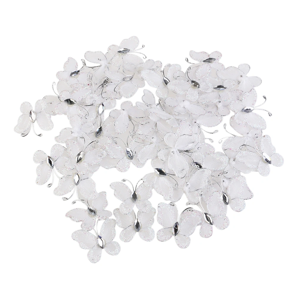 50pcs Sheer Mesh Wire Glitter with (White)