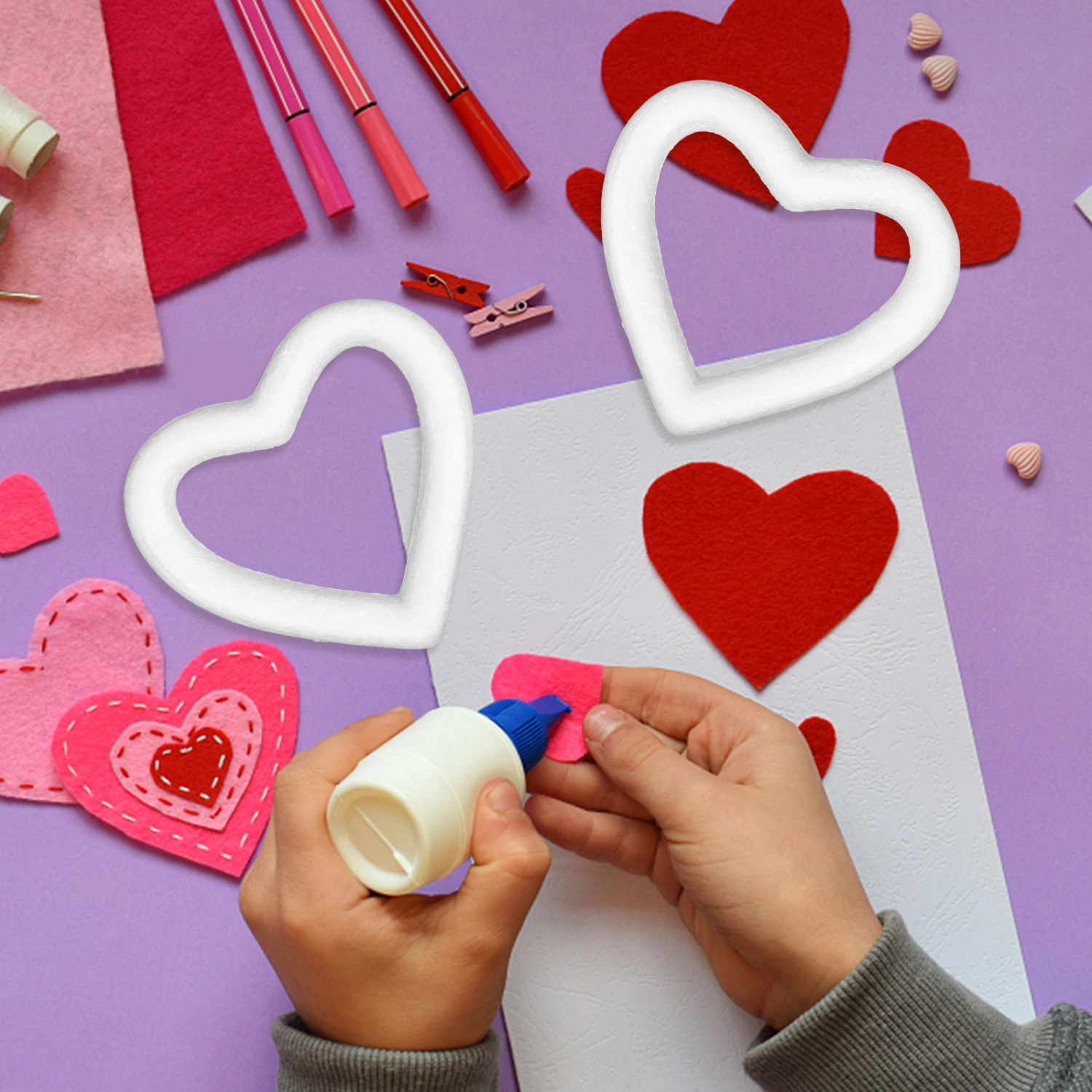 10pcs Hollow Love Heart DIY Craft Heart Model Ornament for Valentine's Day (13.5cm Hollow Heart)