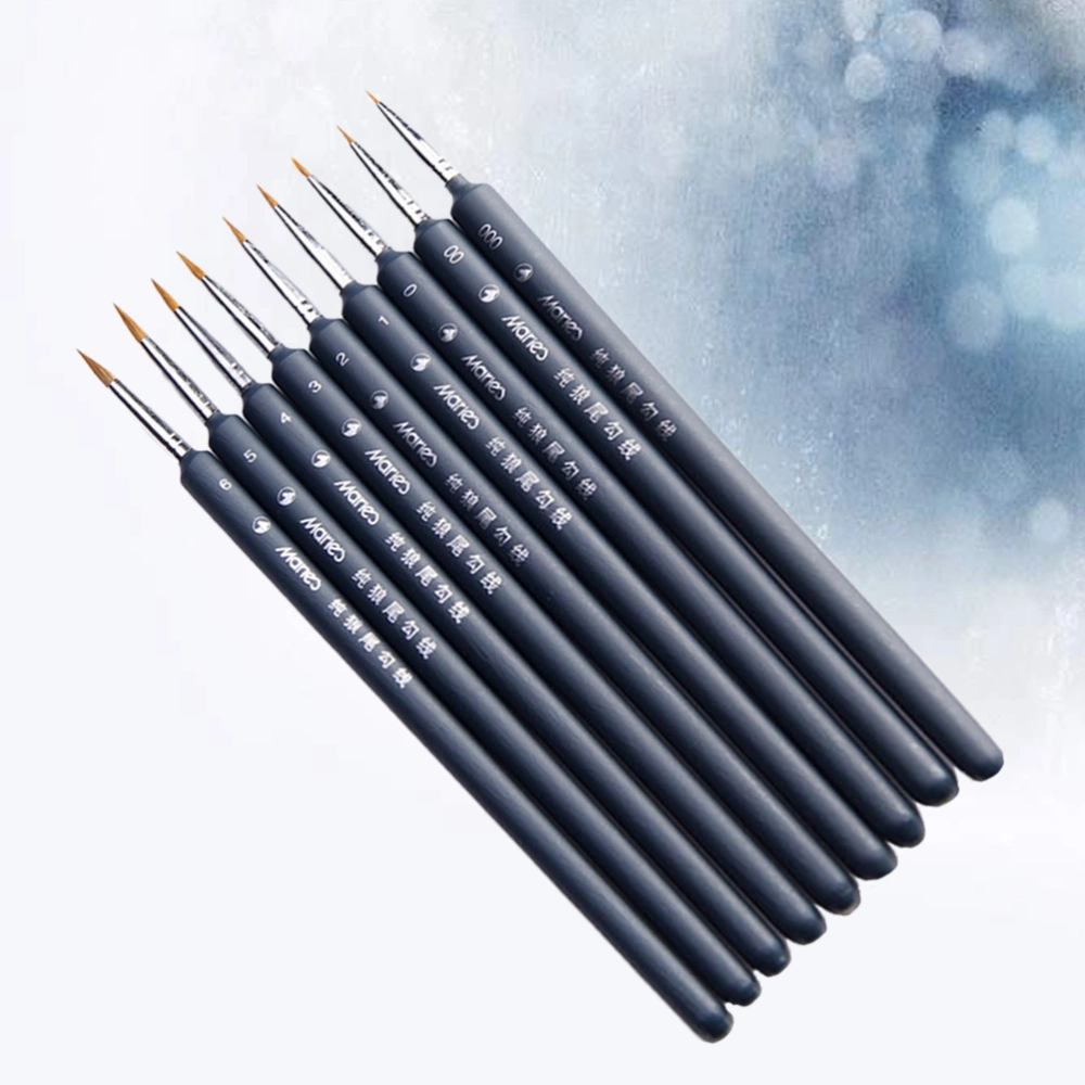 9pcs Weasel Hair Water Color Brushes Paintbrush Line Drawing Pen Painting Accessories for Students Adults