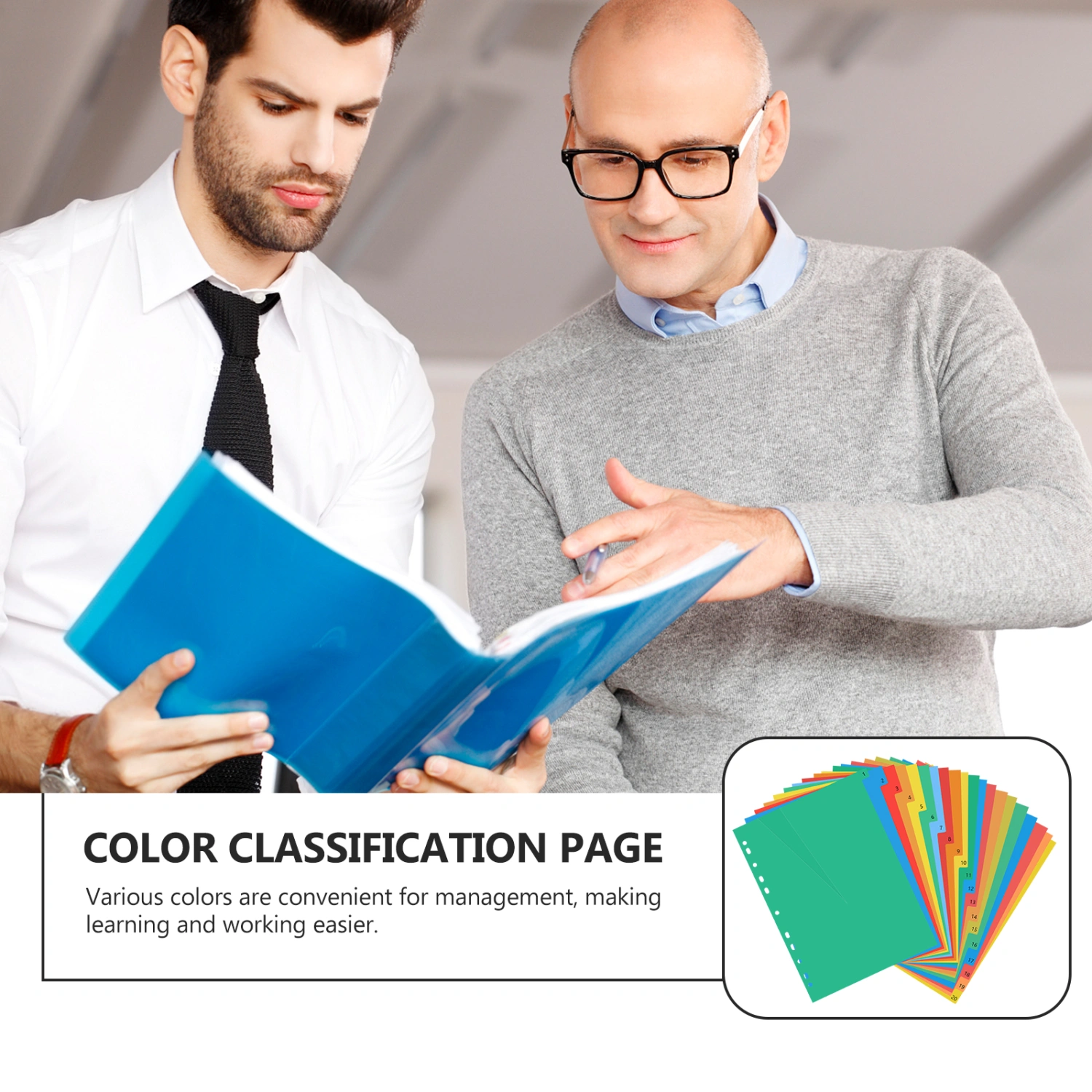 20 Pages A4 Colorful Index Page Classified Lables Plastic Tab Dividers (Color Printed Number)
