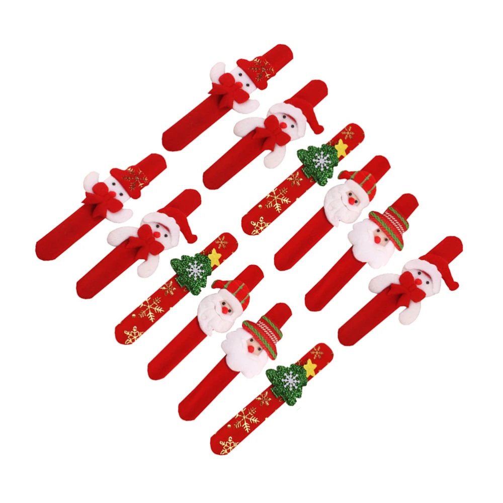 12pcs Kids Christmas Snap Bracelet Wristband Patting Hand Band Christmas Slap Bracelet Party Favor Funny Gift(Assorted Pattern)