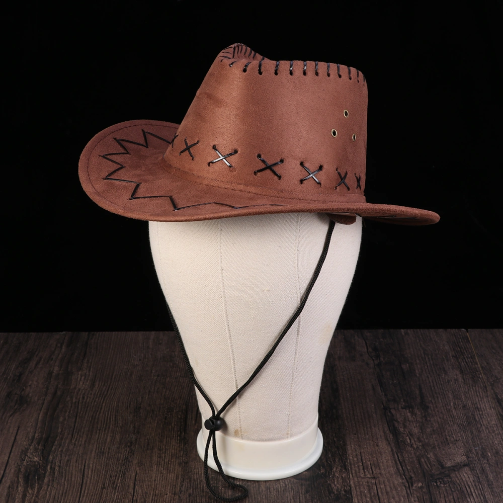 Casual Western Cowboy Hat Cowgirls Children Hat Artificial Suede Wide Brim Leisure Halloween Children Hat(Brown Children)