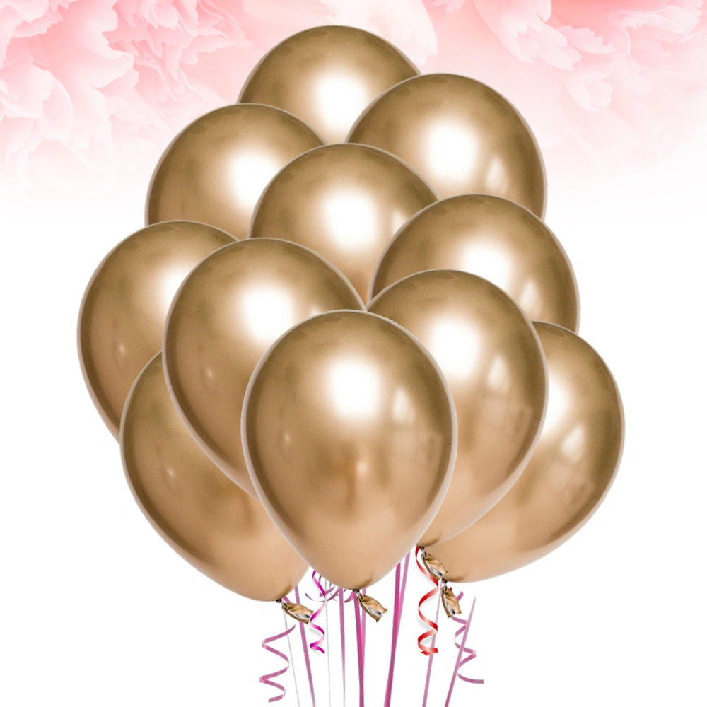 50pcs 10 Inches Latex Thicken Balloons Metallic Color Party Ornaments Supplies (Golden)