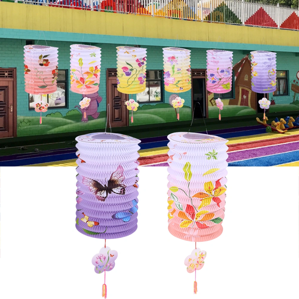 12pcs Flower Printed Lantern Foldable Festival Paper Lanterns for Decoration (Mixed Color)