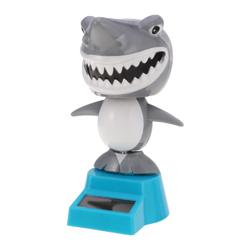 Car Decoration Solar Shark Swing Doll Cartoon Desktop Ornament for Car Home Store Office (Dark Grey Random Mouth Color)