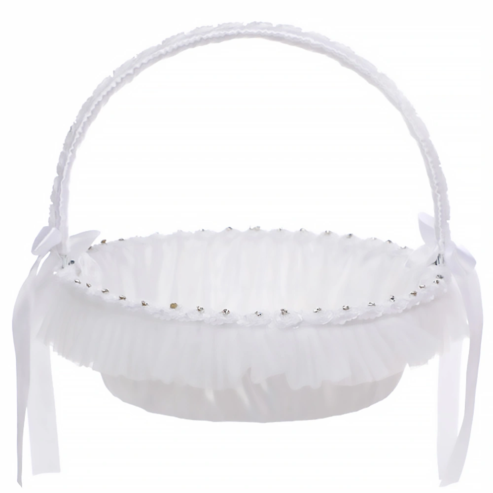 1Pc Wedding Flower Basket Lace Hand-held Basket Flower Children Basket