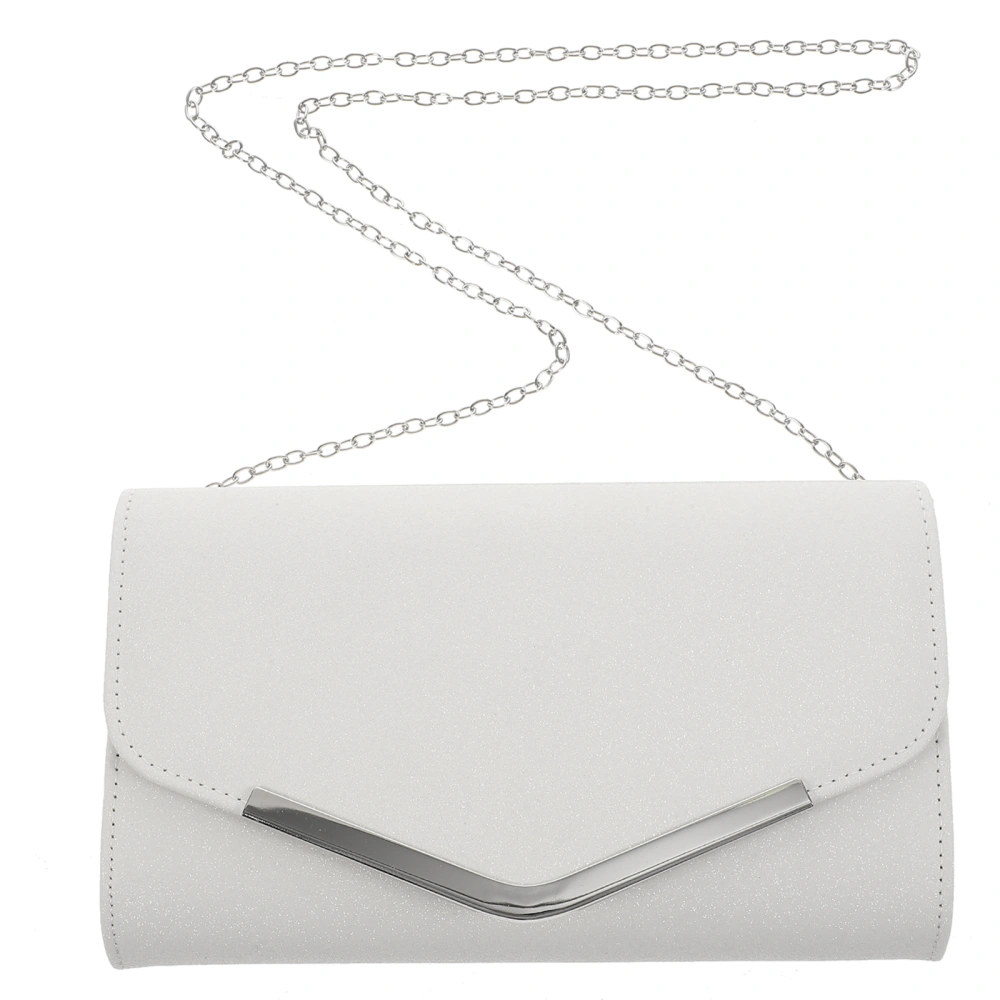 White Evening Bag Handbag Wedding Party Message Bag Clutch Bag Purse Simple Chain Bag for Women Ladies