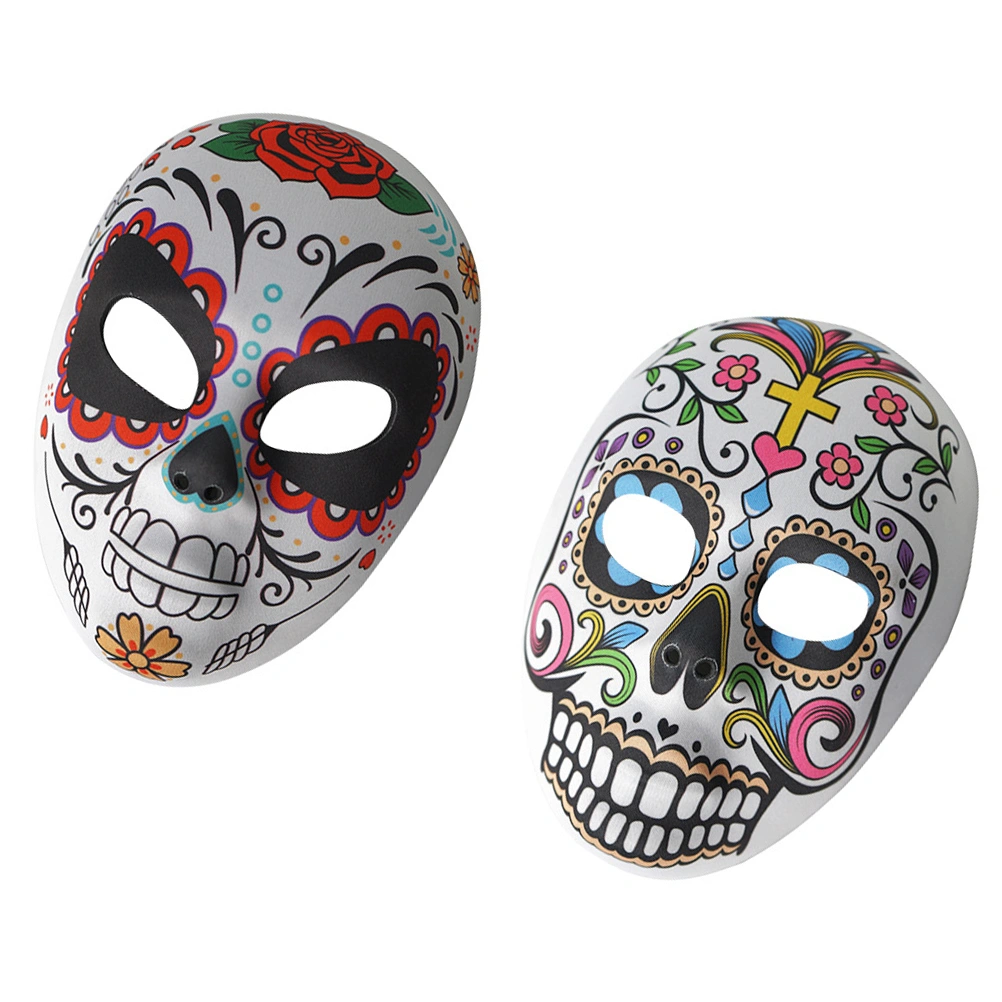2pcs Face Mask Masquerade Mask Party Mask Holiday Prop Day of The Dead Decor