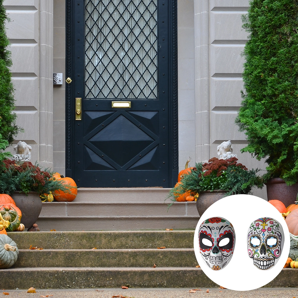 2pcs Face Mask Masquerade Mask Party Mask Holiday Prop Day of The Dead Decor