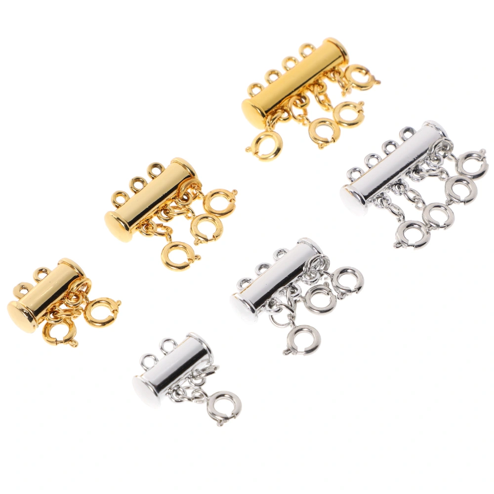 6Pcs Magnetic Clasps Snap Hook Creative Multi-row Magnetic Buckles for DIY Accessories Jewelry Decor (Silver and Golden)