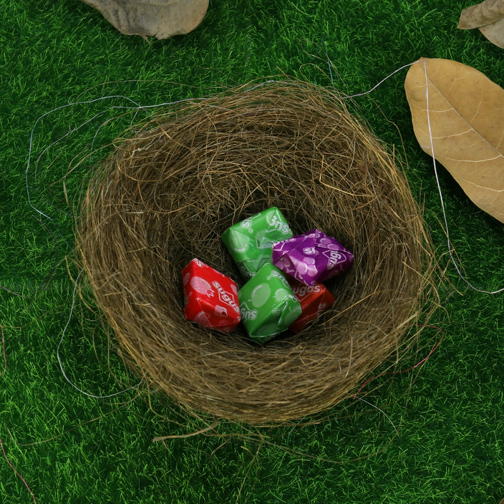 3Pcs Artificial Nest Easter Mini Colored Thread Bird Nests for Candies Eggs(Random Color)