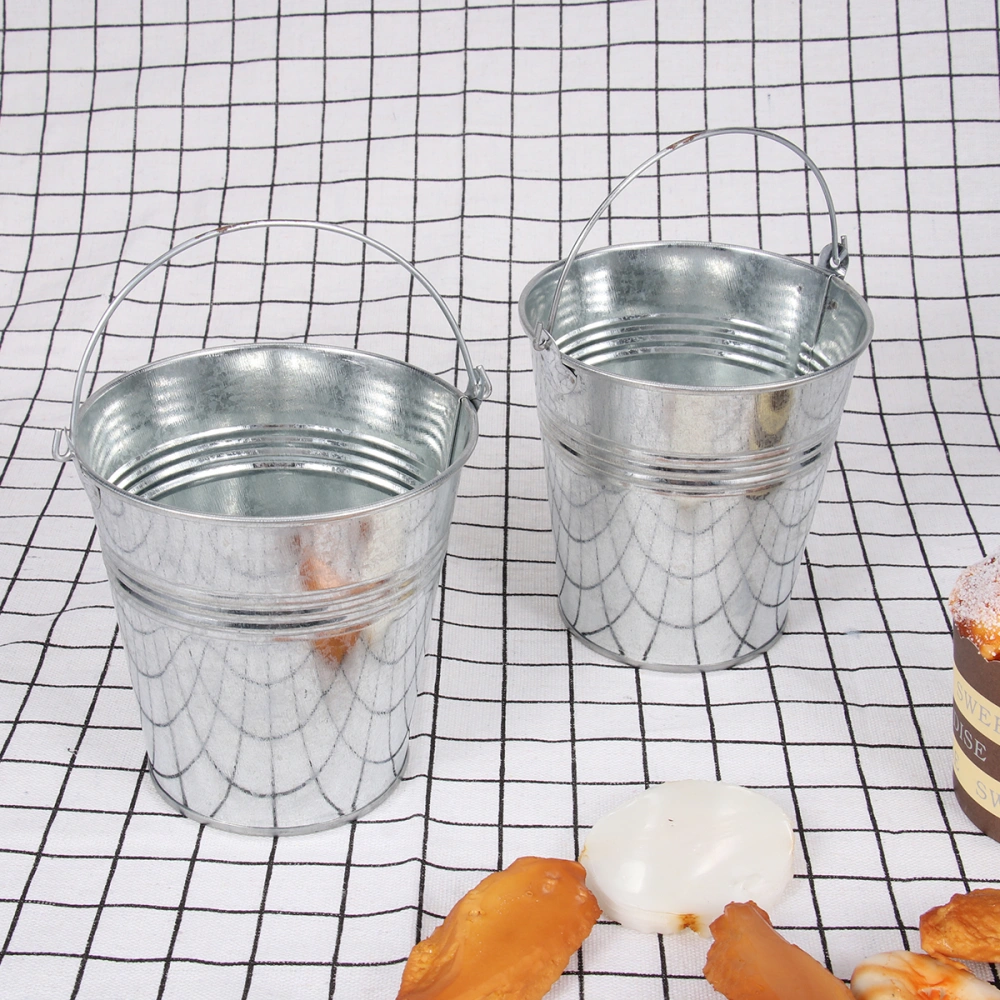 6pcs 10.5x7.2x10.5cm Mini Tinplate Metal Bucket Icing French Fries Tin Pails