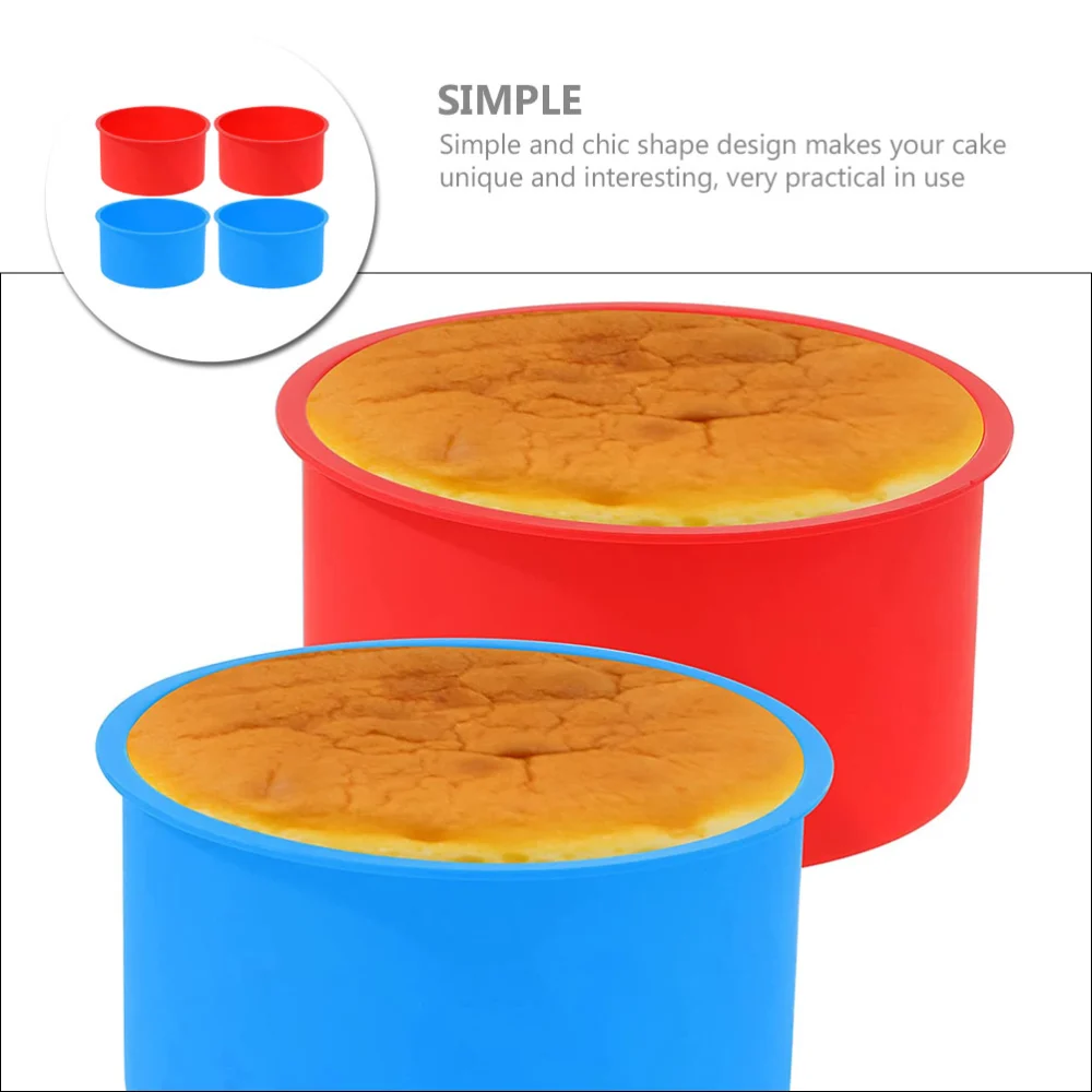 4pcs Silicone Cake Tins for Baking Non-Stick Baking Tins Bakeware Baking Molds Tins for Mousse Muffin