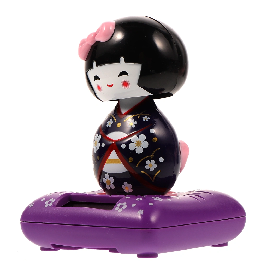 Purple Creative Kimono Doll Car Ornament Solar Powered Car Interior Decor Nodding Japanese Maiko Doll Design Gift for Home Desktop Decor(Eandom Accessory Color)