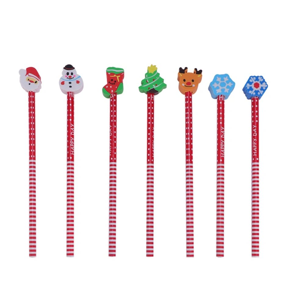 24 Pcs Christmas Pencil with Eraser Students Pencils With Rubber Erasers Cartoon Pencils Christmas Gift Office School Stationery