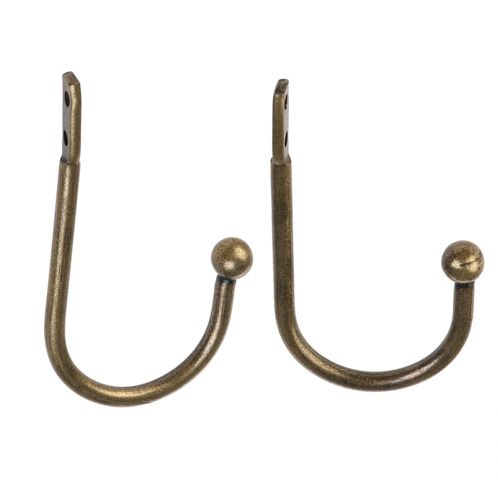 2pcs J Type Wall Mounted Single Hook Hanger Clothes Hat Coat Hanging Wall Door Hanger (Antique Brass)