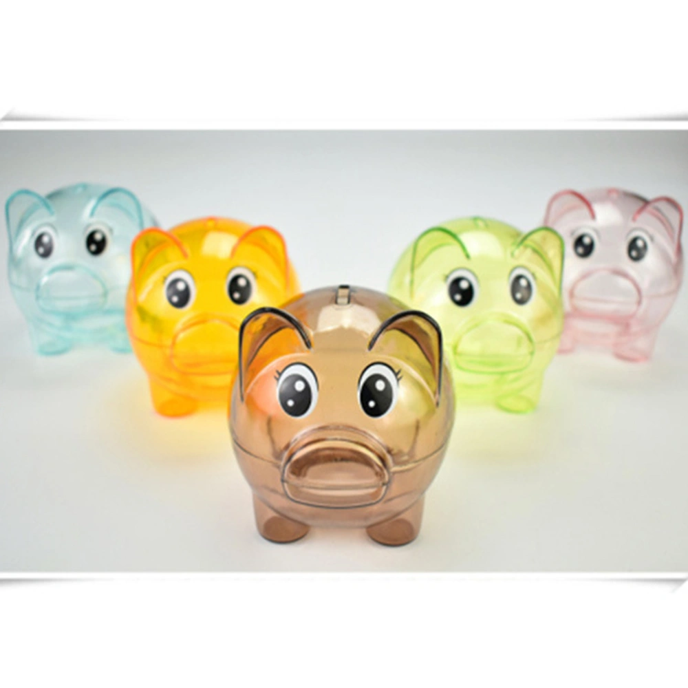 Piggy Bank Plastic Transparent Money Saving Box Coins Cartoon Pig Shaped Piggies Bank Coin Case for Kids Gift(Blue)