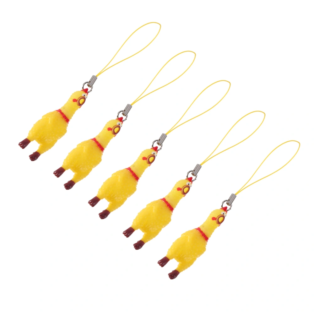 5 Pack Squeeze Screaming Chicken Keychain Funny Yellow Squeaking Chicken Pendant for Keys Bags Phones