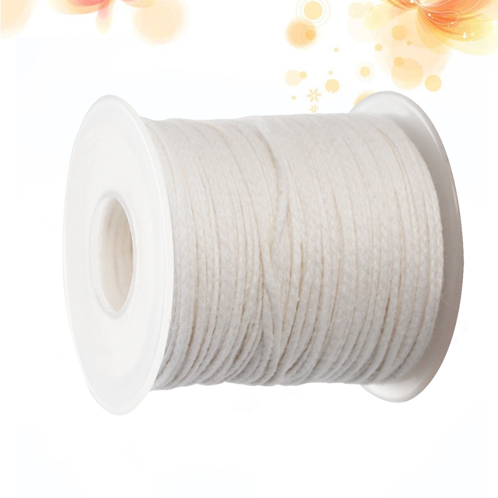 1 Roll 61 Meter Pre Waxed Wicks Candle Making Material DIY Cotton 18 Strands Braided Candle Wick Spool for DIY Candle (White)