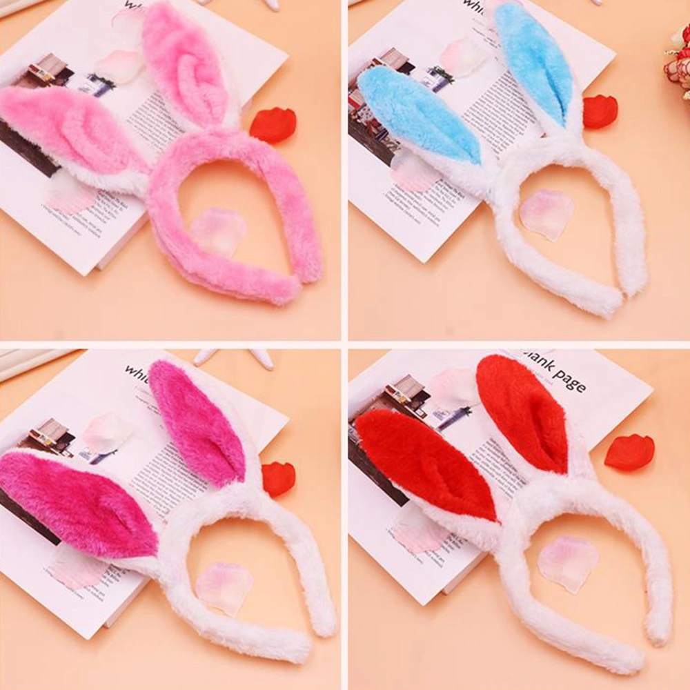 6pcs Kids Plush Headband Hairband Hair Rabbit Ear Luminous Creative Headdress for Stage Performance (Random Color)