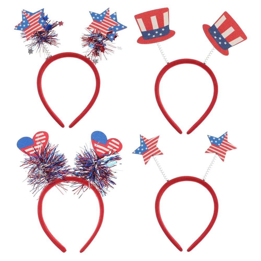 4PCS Independence Day Party Hair Hoops Funny Independence Day Headdress 4 Styles