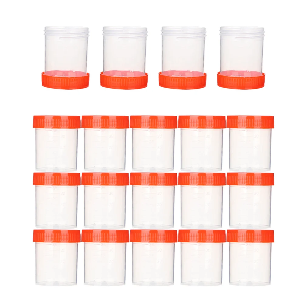 50 Pcs/1 Pack 40ml Plastic Specimen Sampling Cup Practical Urine Sealed Container with Spiral Cover for Laboratory Use (Random Color)