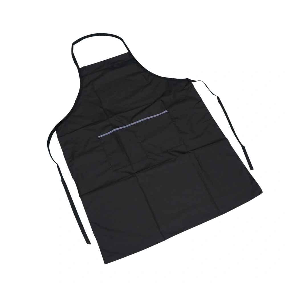 Beauty Salon Apron Waterproof Working Clothes Multi-use Hairdressing Apron Front Lagre Pockets Protective Pinafore (Black, Random Pocket Brim Color)