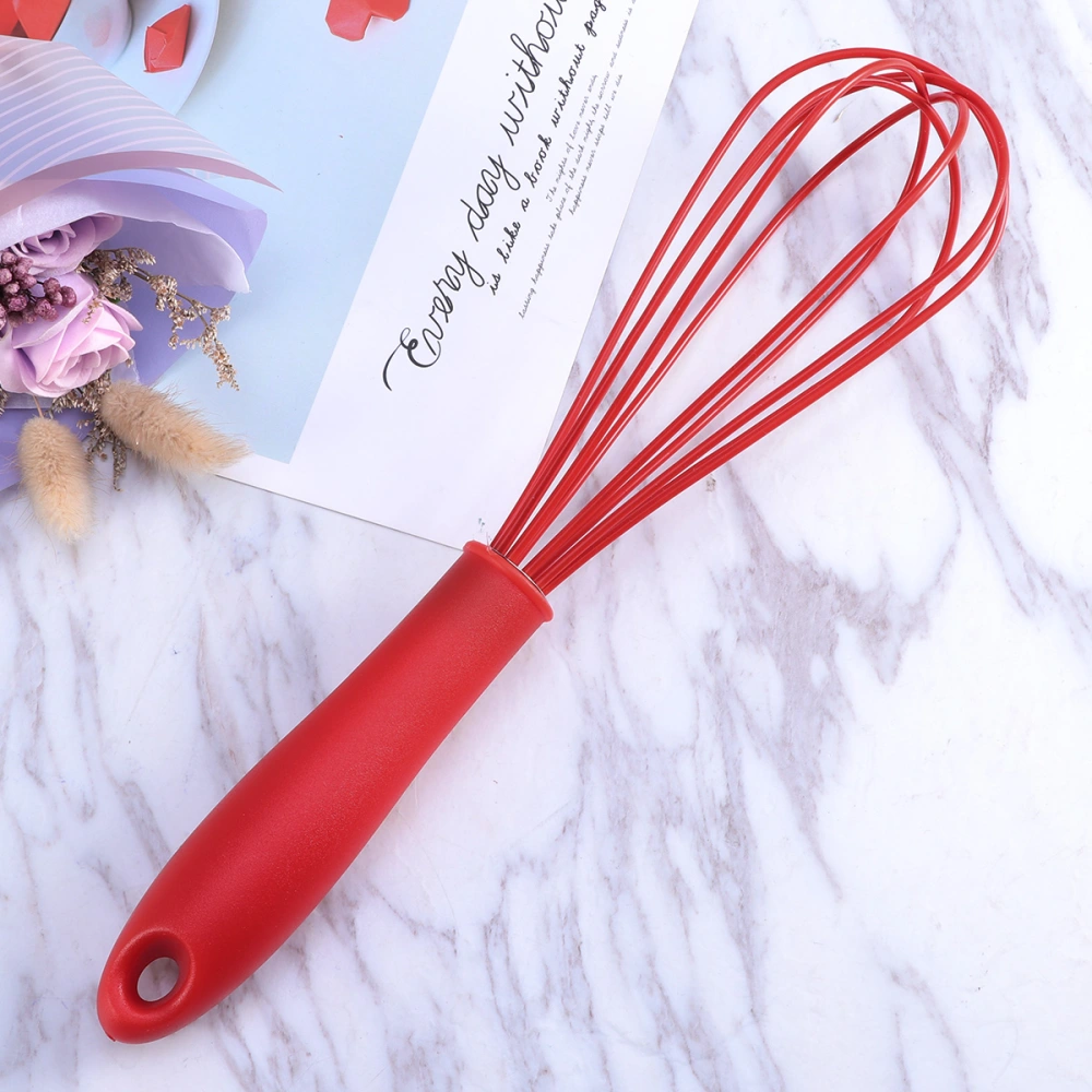 10 Inches Hand Egg Mixer Silicone Balloon Whisk Milk Cream Frother Kitchen Utensils for Blending Stirring (Red)