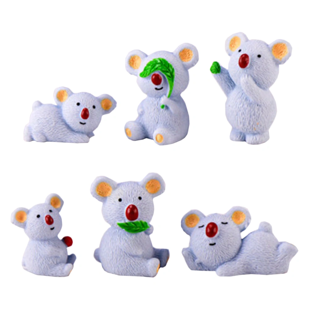 6Pcs Resin Koala Bear Figurines Lovely Animals Decorations Desktop Decorations