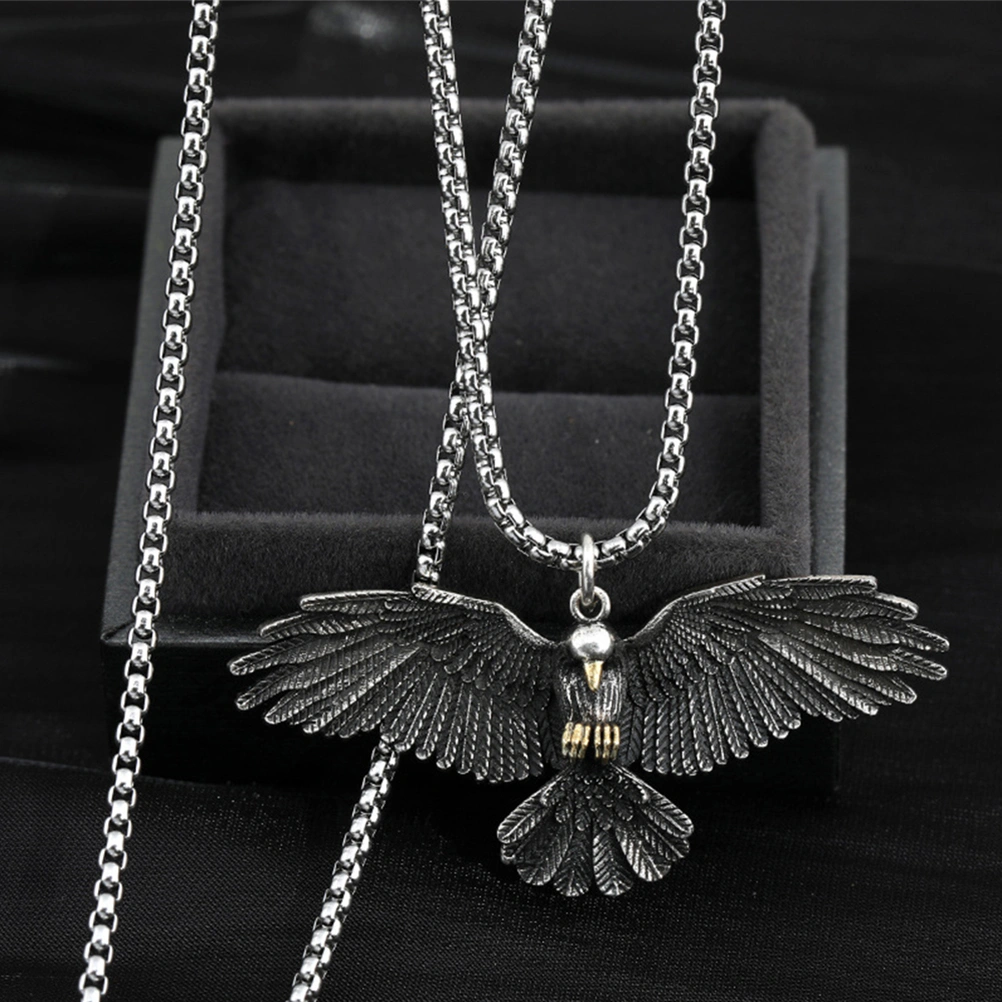 Hip Hop Necklace Punk Vintage Pendant Chain Eagle Pendant Necklace for Men