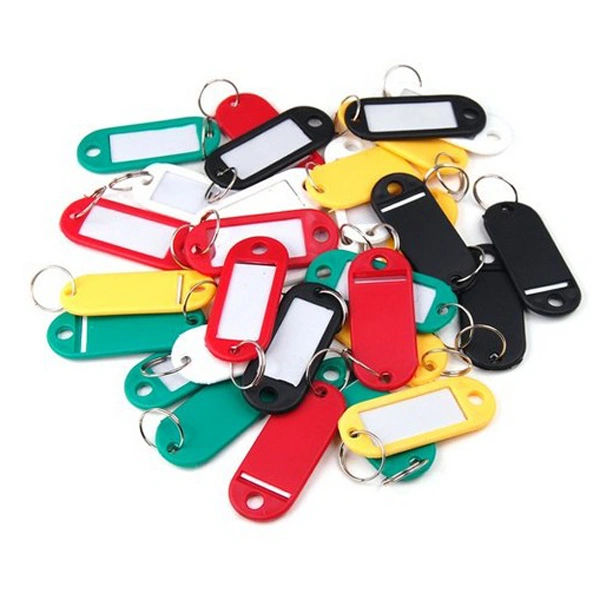 30pcs Multi-color Plastic Key Fobs Luggage ID Tags Labels with Key Rings (Random Color)