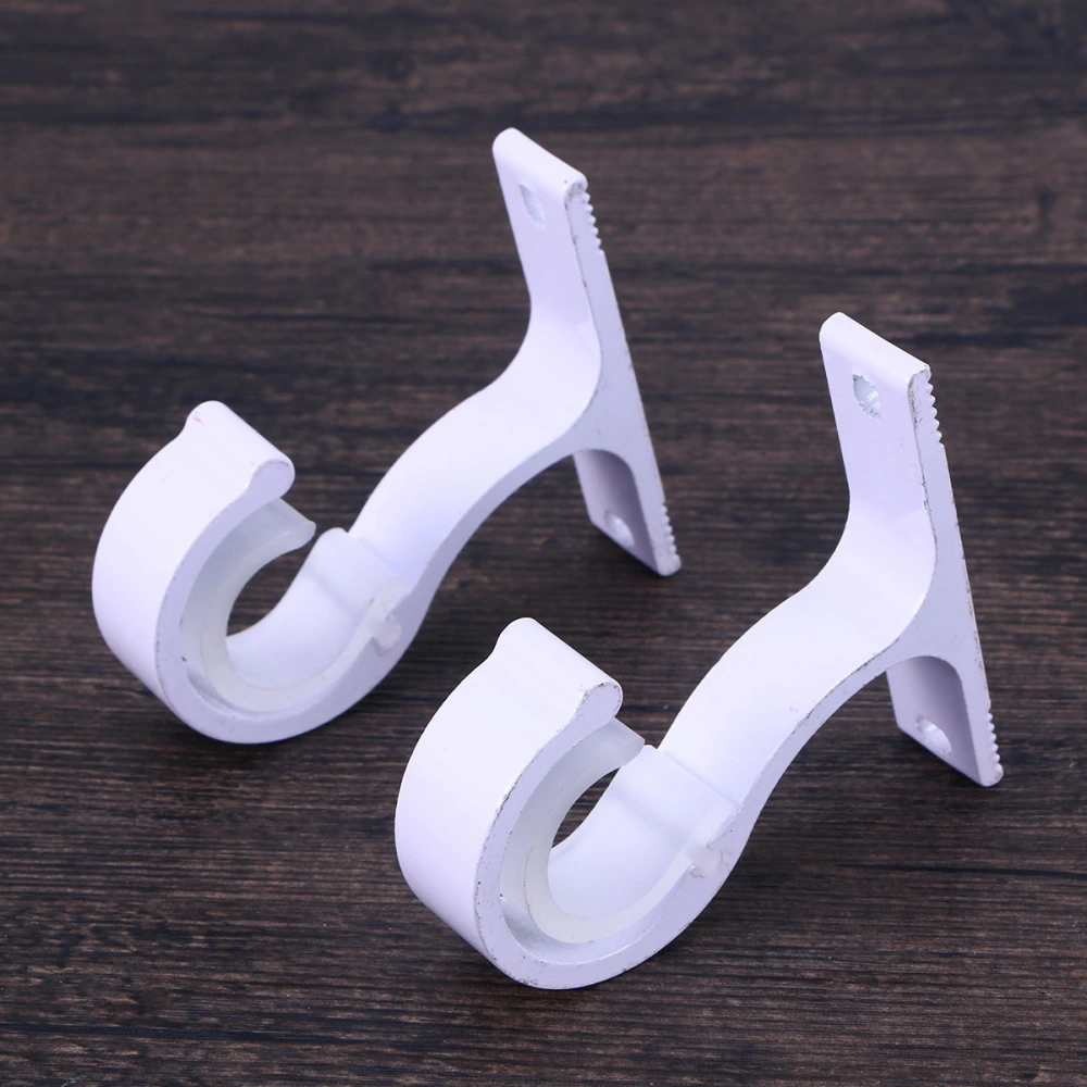 2PCS Curtain Rod Aluminium Alloy Thick Single Bracket Mounting Bracket(White)