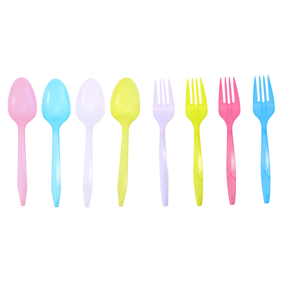 Disposable Plastic Tableware Party Cutlery Spoons Forks Birthday Party Dinnerware for Jelly Ice Cream Dessert -24pcs Spoons and 24pcs Forks (Assorted Color)