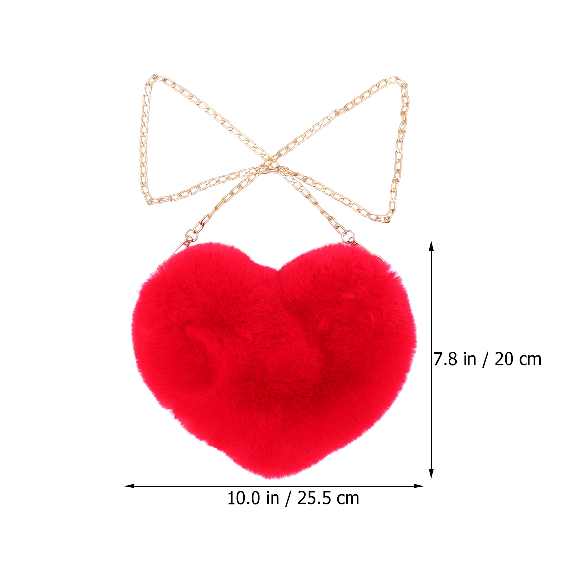 1PC Crossbody Bag with Chain Plush Peach Heart Shape Bag Chain Messenger Bag Stylish Women Shoulder Bag Portable Women Shoulder Bag for Women Lady Use Red