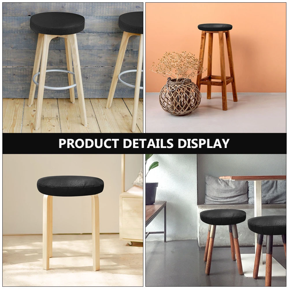 2pcs Black Stretch Stool Covers Round Shape Stool Covers Black Stool Covers