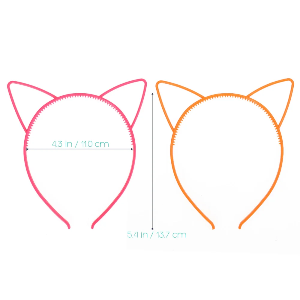 Unomor 24pcs Cat Ear Headband 0.6cm ABS Plastic Hair Headpiece for Party Daily Hairstyle Decoration (12-Color)