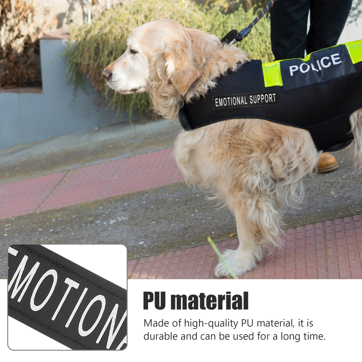 2 Pairs of Reflective Dog Vest Patches Removable Patches Pet Dog Harness Patches (Black)