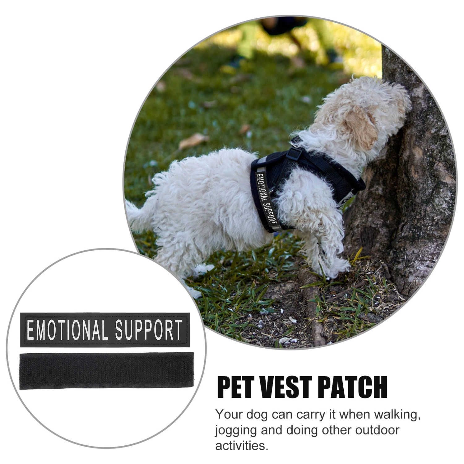 2 Pairs of Reflective Dog Vest Patches Removable Patches Pet Dog Harness Patches (Black)